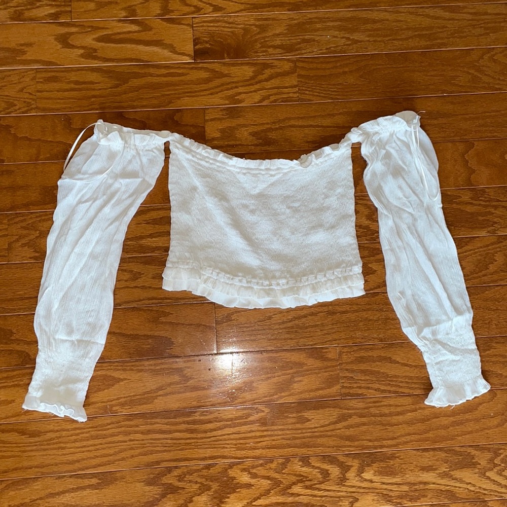 White off the shoulder crop top.